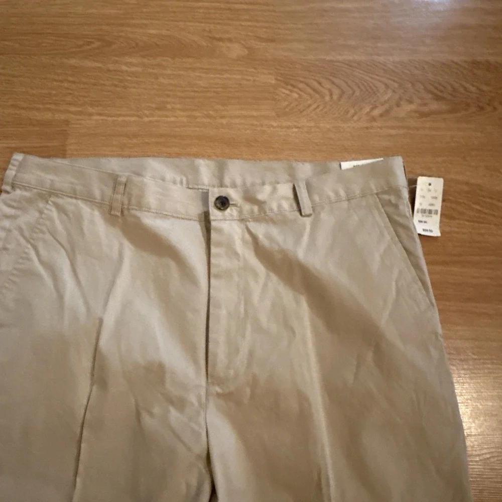 Brooks Brothers 346 Khaki Chino Pants Men's Beige 38x34 Flat Front Casual NWT